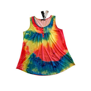 MIROL Hippie Tie Dye Tank Top Womens XL Multicolor Festival Summer 60s NEW NWT
